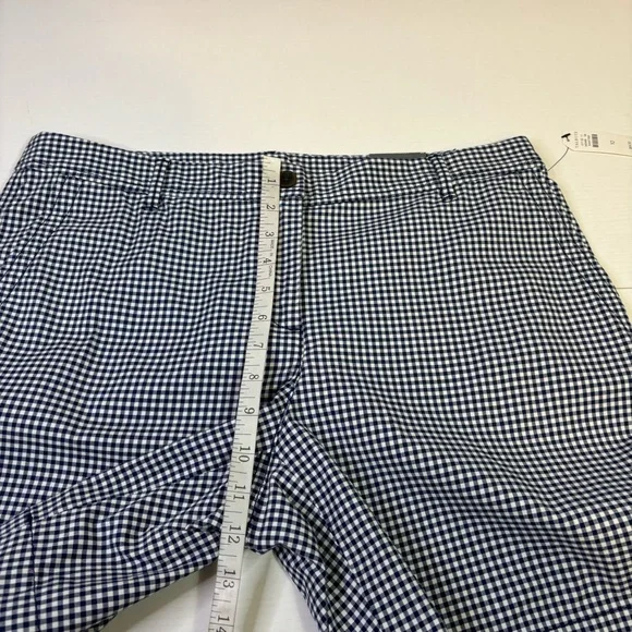 NWT Talbots Relaxed Chino Navy and White Gingham Checked Shorts 7” Size 10
